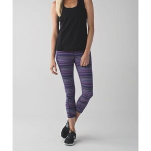 Lululemon Pace Rival Crop Ultra Violet Multi / Naval Blue 21" leggings Sz 8